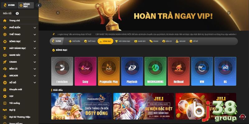 Giới thiệu sảnh Casino BJ38